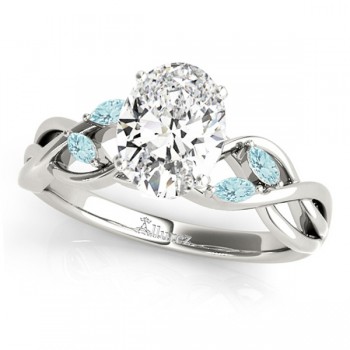 Twisted Oval Aquamarines Vine Leaf Engagement Ring Platinum (1.00ct)