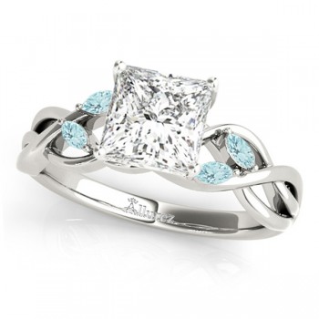 Twisted Princess Aquamarines Vine Leaf Engagement Ring Platinum (0.50ct)