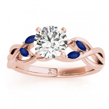 Blue Sapphire Marquise Vine Leaf Engagement Ring 14k Rose Gold (0.20ct)