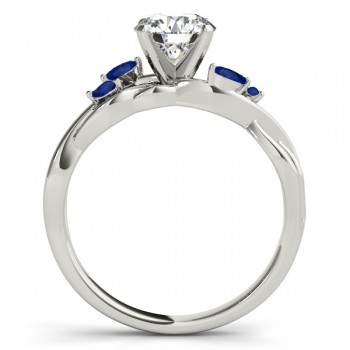 Oval Blue Sapphires Vine Leaf Engagement Ring 14k White Gold (1.00ct)