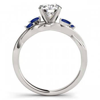 Oval Blue Sapphires Vine Leaf Engagement Ring 14k White Gold (1.50ct)