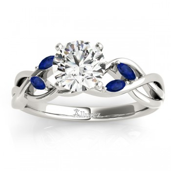 Blue Sapphire Marquise Vine Leaf Engagement Ring 14k White Gold (0.20ct)