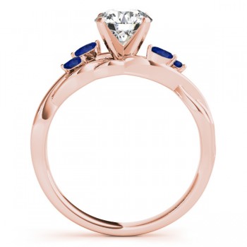 Twisted Round Blue Sapphires & Moissanite Engagement Ring 18k Rose Gold (1.50ct)
