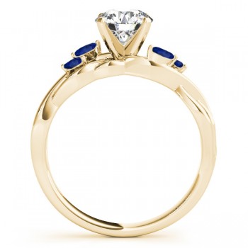 Twisted Round Blue Sapphires & Moissanite Engagement Ring 18k Yellow Gold (0.50ct)