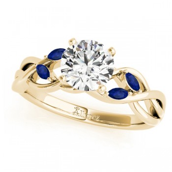 Twisted Round Blue Sapphires & Moissanite Engagement Ring 18k Yellow Gold (1.50ct)