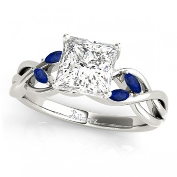 Twisted Princess Blue Sapphires Vine Leaf Engagement Ring Platinum (0.50ct)
