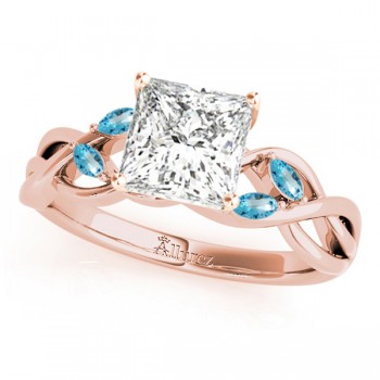 Twisted Princess Blue Topaz Vine Leaf Engagement Ring 14k Rose Gold (1.50ct)