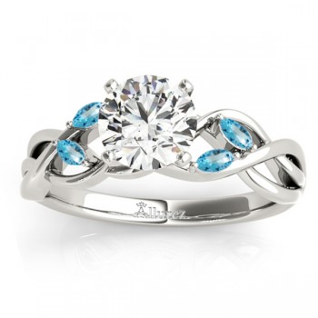 Blue Topaz Marquise Vine Leaf Engagement Ring 14k White Gold (0.20ct)