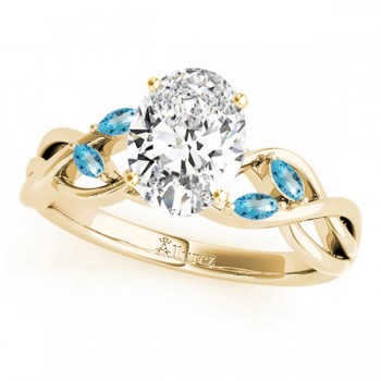 Twisted Oval Blue Topaz Vine Leaf Engagement Ring 14k Yellow Gold (1.50ct)