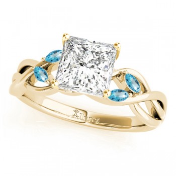 Twisted Princess Blue Topaz Vine Leaf Engagement Ring 14k Yellow Gold (1.00ct)