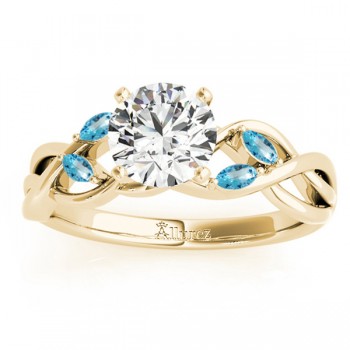 Blue Topaz Marquise Vine Leaf Engagement Ring 14k Yellow Gold (0.20ct)