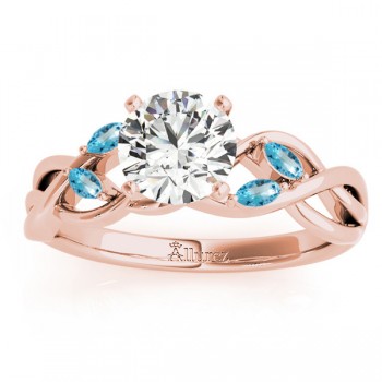 Blue Topaz Marquise Vine Leaf Engagement Ring 18k Rose Gold (0.20ct)