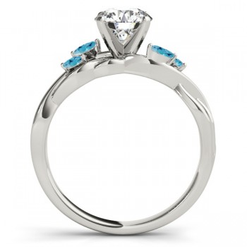 Twisted Heart Blue Topaz Vine Leaf Engagement Ring 18k White Gold (1.00ct)