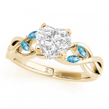 Heart Blue Topaz Vine Leaf Engagement Ring 18k Yellow Gold (1.50ct)