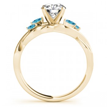 Twisted Round Blue Topazes & Moissanite Engagement Ring 18k Yellow Gold (0.50ct)