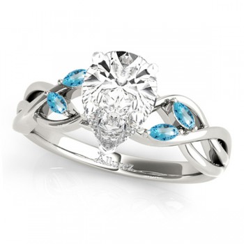 Twisted Pear Blue Topaz Vine Leaf Engagement Ring Platinum (1.00ct)