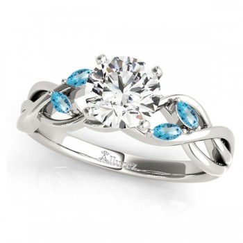 Twisted Round Blue Topazes & Moissanite Engagement Ring Platinum (0.50ct)