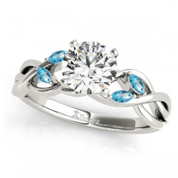 Twisted Round Blue Topaz Vine Leaf Engagement Ring Platinum (1.00ct)