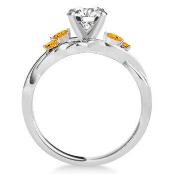 Citrine Marquise Vine Leaf Engagement Ring Platinum (0.20ct)
