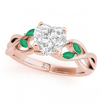 Twisted Heart Emeralds Vine Leaf Engagement Ring 14k Rose Gold (1.00ct)