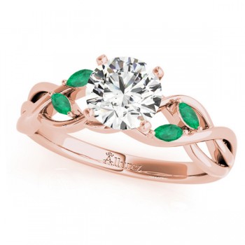 Twisted Round Emeralds & Moissanite Engagement Ring 14k Rose Gold (1.50ct)