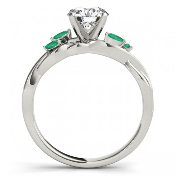 Round Emeralds Vine Leaf Engagement Ring 14k White Gold (1.50ct)