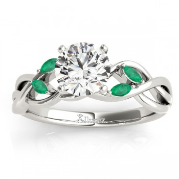 Emerald Marquise Vine Leaf Engagement Ring 14k White Gold (0.20ct)