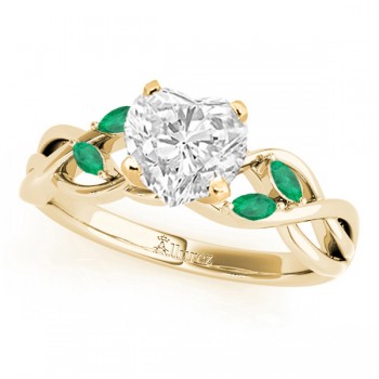 Twisted Heart Emeralds Vine Leaf Engagement Ring 14k Yellow Gold (1.00ct)