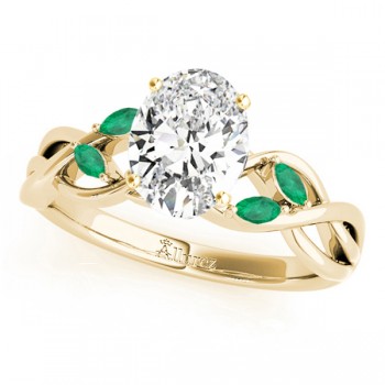 Twisted Oval Emeralds Vine Leaf Engagement Ring 14k Yellow Gold (1.50ct)