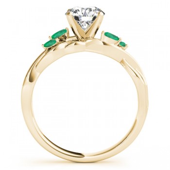 Twisted Oval Emeralds Vine Leaf Engagement Ring 14k Yellow Gold (1.50ct)