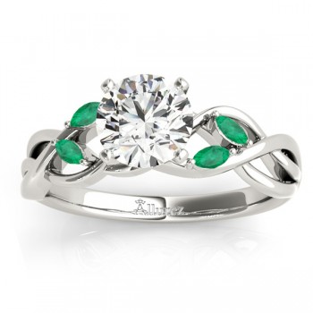Emerald Marquise Vine Leaf Engagement Ring 18k White Gold (0.20ct)