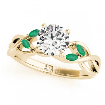 Twisted Round Emeralds Vine Leaf Engagement Ring 18k Yellow Gold (1.50ct)