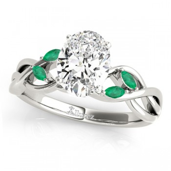 Twisted Oval Emeralds Vine Leaf Engagement Ring Platinum (1.00ct)