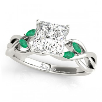 Twisted Princess Emeralds Vine Leaf Engagement Ring Platinum (1.50ct)