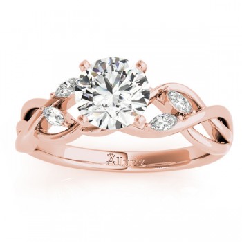 Lab Grown Diamond Marquise Vine Leaf Engagement Ring Setting 14k Rose Gold (0.20ct)