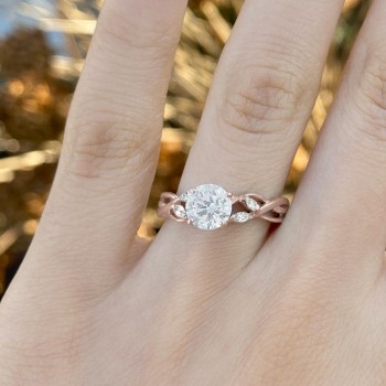 Lab Grown Diamond Marquise Vine Leaf Engagement Ring Setting 18k Rose Gold (0.20ct)