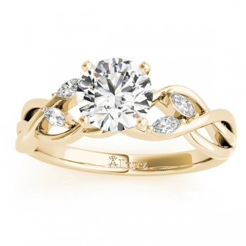 Lab Grown Diamond Marquise Vine Leaf Engagement Ring Setting 18k Yellow Gold (0.20ct)