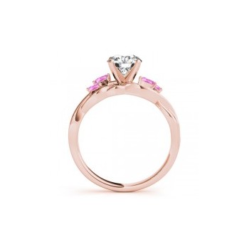 Heart Pink Sapphires Vine Leaf Engagement Ring 14k Rose Gold (1.50ct)