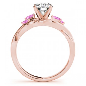 Twisted Round Pink Sapphires & Moissanite Engagement Ring 14k Rose Gold (0.50ct)