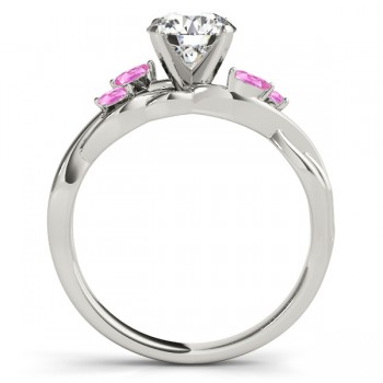 Heart Pink Sapphires Vine Leaf Engagement Ring 14k White Gold (1.00ct)