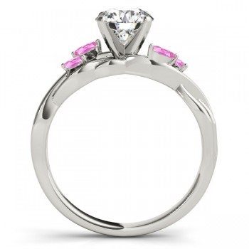Round Pink Sapphires Vine Leaf Engagement Ring 14k White Gold (0.50ct)
