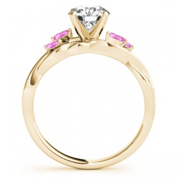 Cushion Pink Sapphires Vine Leaf Engagement Ring 14k Yellow Gold (1.00ct)