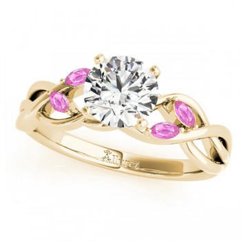 Round Pink Sapphires Vine Leaf Engagement Ring 14k Yellow Gold (0.50ct)
