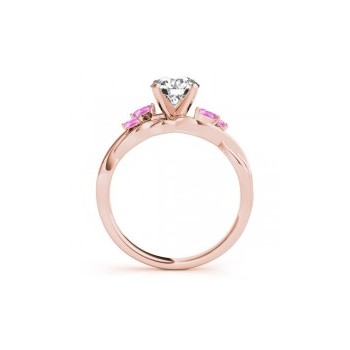 Cushion Pink Sapphires Vine Leaf Engagement Ring 18k Rose Gold (1.00ct)