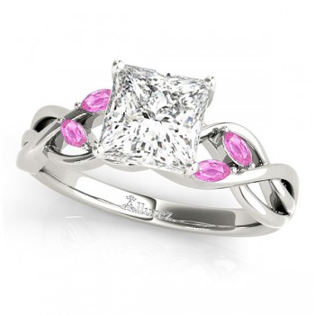 Twisted Princess Pink Sapphires Vine Leaf Engagement Ring Platinum (1.50ct)