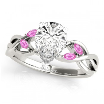 Twisted Pear Pink Sapphires Vine Leaf Engagement Ring Platinum (1.00ct)