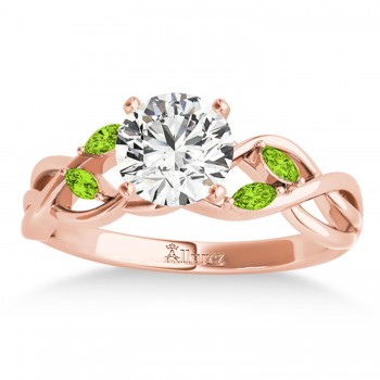 Peridot Marquise Vine Leaf Engagement Ring 14k Rose Gold (0.20ct)