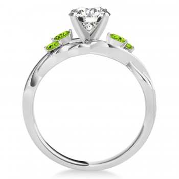 Peridot Marquise Vine Leaf Engagement Ring 14k White Gold (0.20ct)