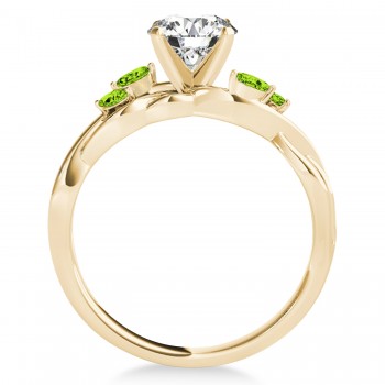 Peridot Marquise Vine Leaf Engagement Ring 18k Yellow Gold (0.20ct)