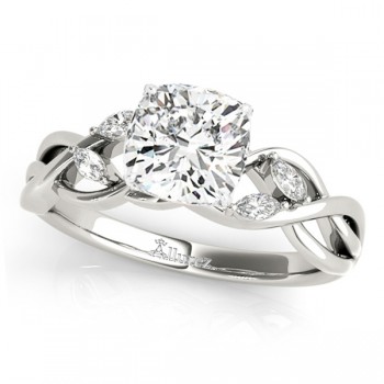 Twisted Cushion Diamonds Vine Leaf Engagement Ring Platinum (1.00ct)